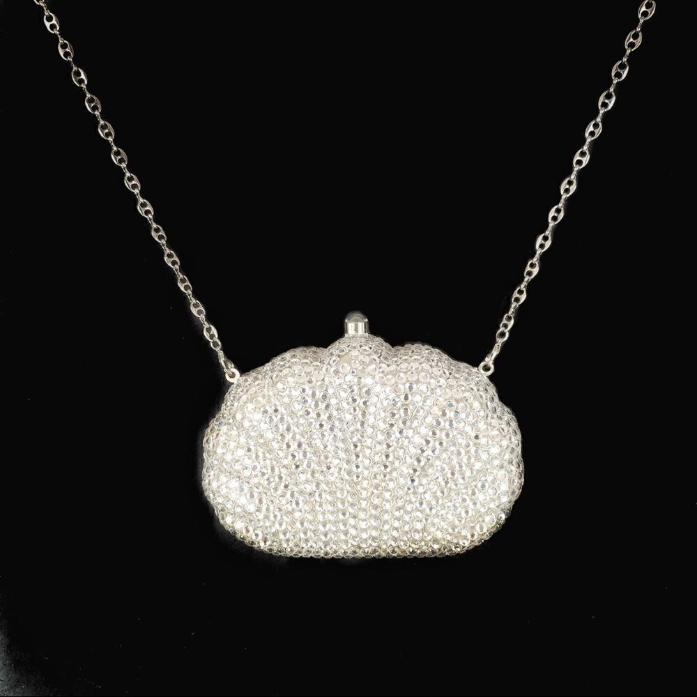 Silver shell shaped crystal evening mini bag - image 6
